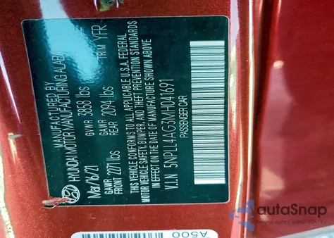 2021 Hyundai Elantra Se из США, поврежденный, VIN 5NPLL4AG3MH041691